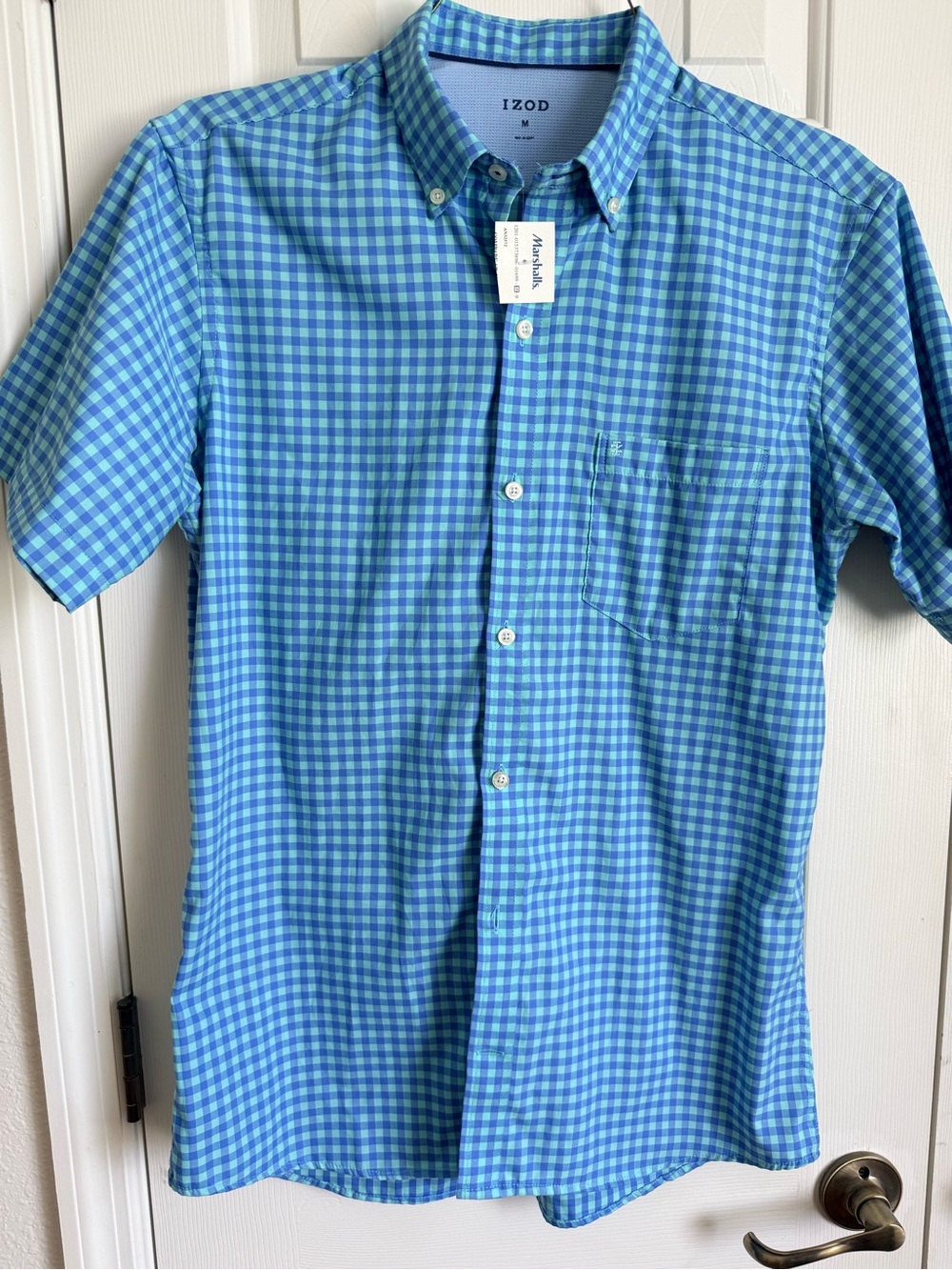 IZOD Men's Blue Check Button-Down Shirt